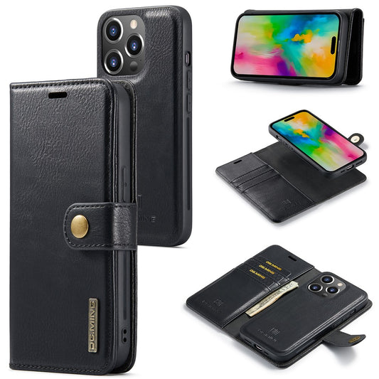 DG.MING for iPhone 16 Pro Case Detachable Split Leather Phone Cover