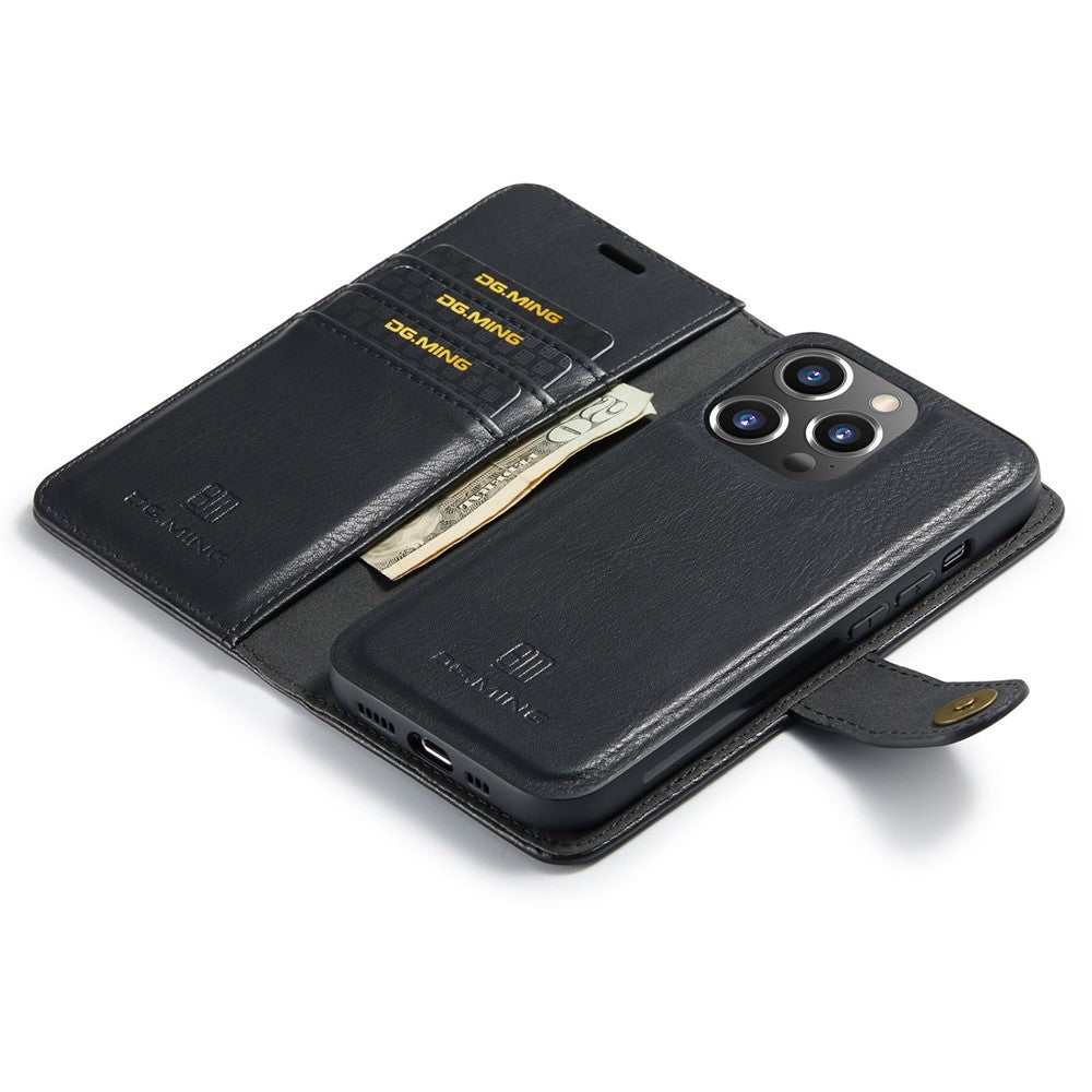 DG.MING for iPhone 16 Pro Case Detachable Split Leather Phone Cover
