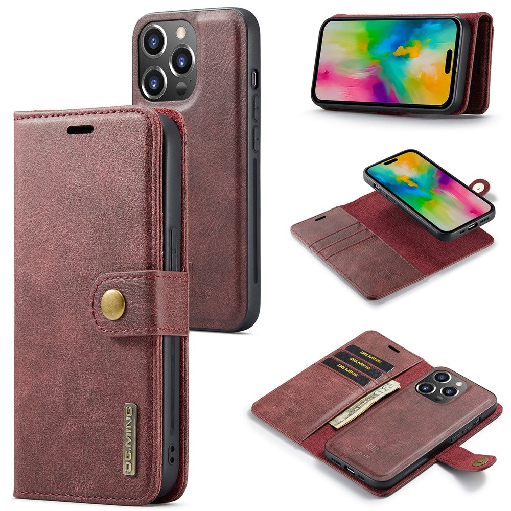 DG.MING for iPhone 16 Pro Max Case Detachable Split Leather Phone Cover