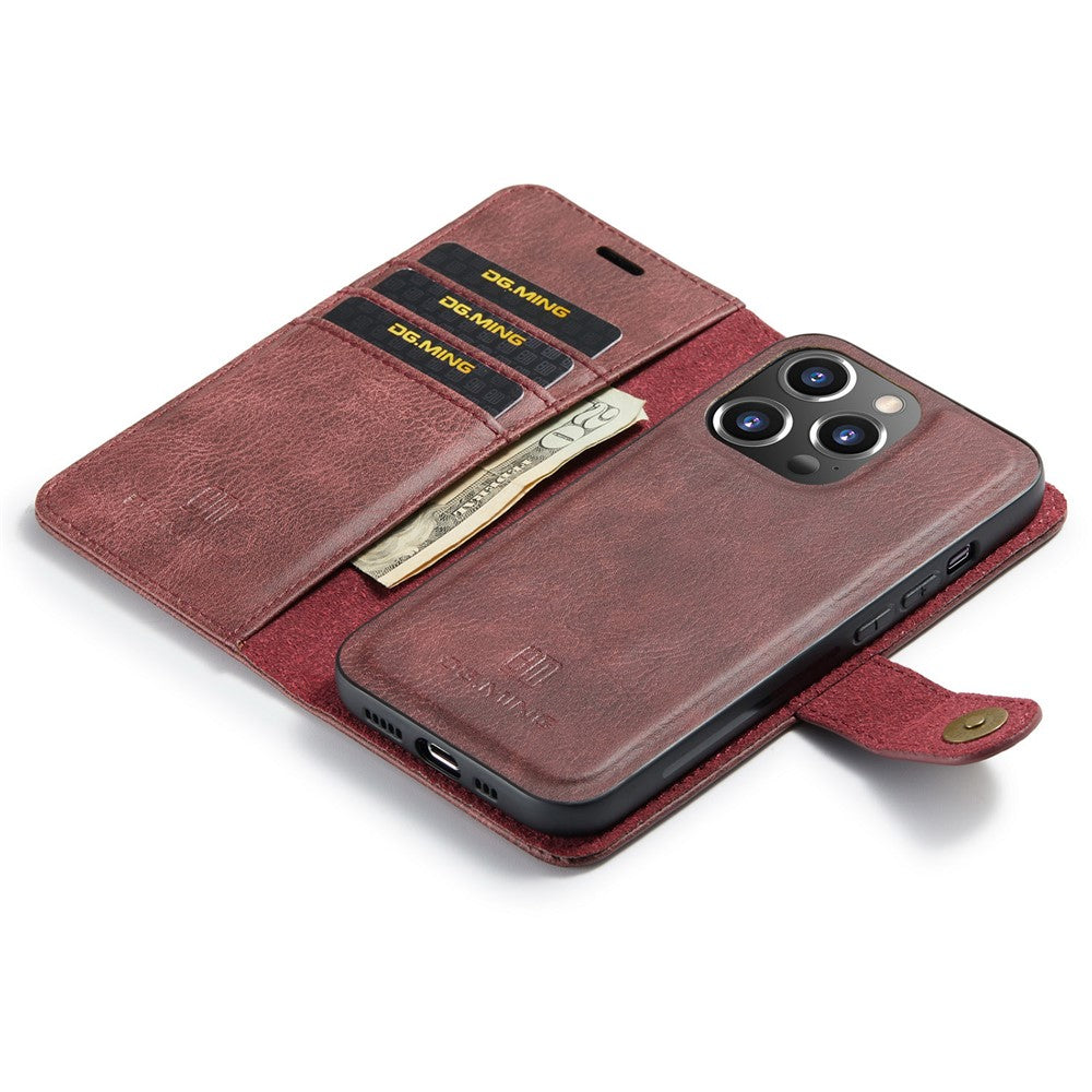 DG.MING for iPhone 16 Pro Max Case Detachable Split Leather Phone Cover