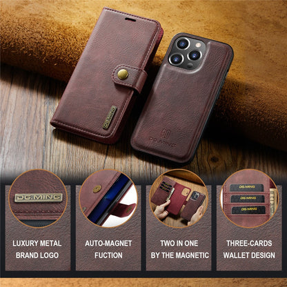 DG.MING for iPhone 16 Pro Max Case Detachable Split Leather Phone Cover