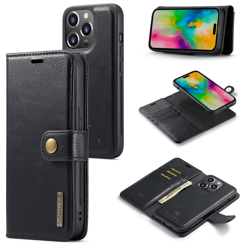 DG.MING for iPhone 16 Pro Max Case Detachable Split Leather Phone Cover