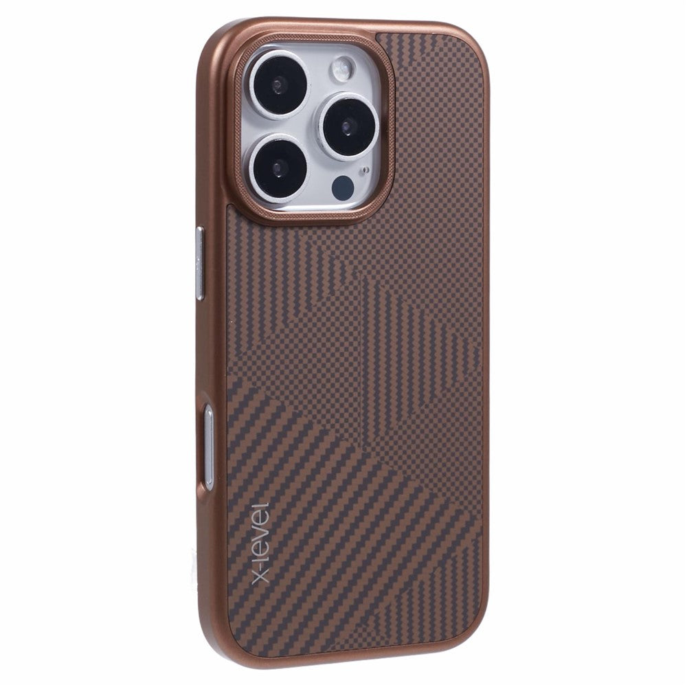 X-LEVEL For iPhone 16 Pro Max Case Hard PC Phone Cover Carbon Nano Fiber Texture Splicing