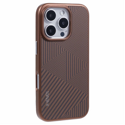 X-LEVEL For iPhone 16 Pro Max Case Hard PC Phone Cover Carbon Nano Fiber Texture Splicing