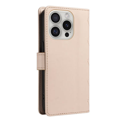 For iPhone 16 Pro Max Case Leather Rhombus Checkered Phone Cover with Detachable Lanyard Straps