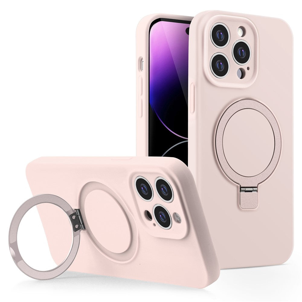 For iPhone 14 Pro Liquid Silicone Case Compatible with MagSafe Kickstand Phone Cover