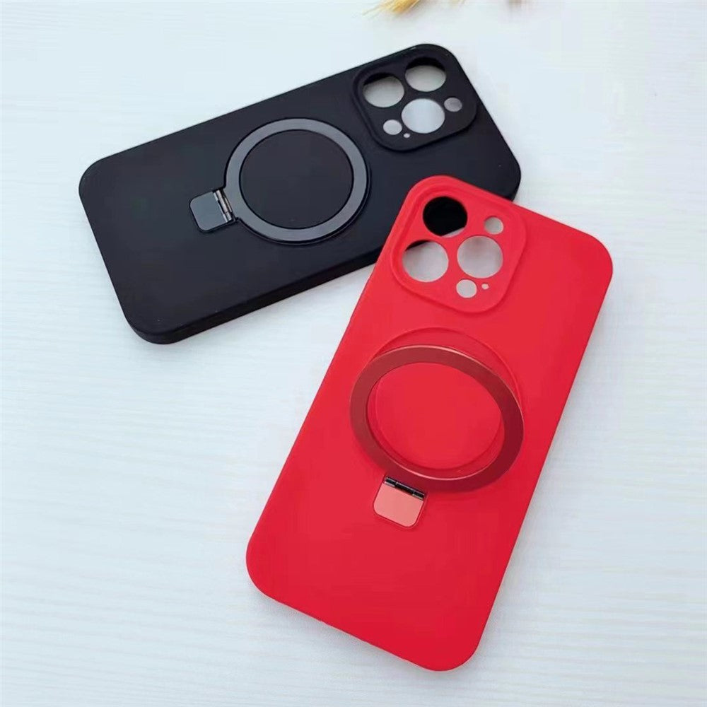 For iPhone 14 Pro Liquid Silicone Case Compatible with MagSafe Kickstand Phone Cover