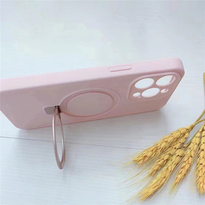 For iPhone 14 Pro Liquid Silicone Case Compatible with MagSafe Kickstand Phone Cover