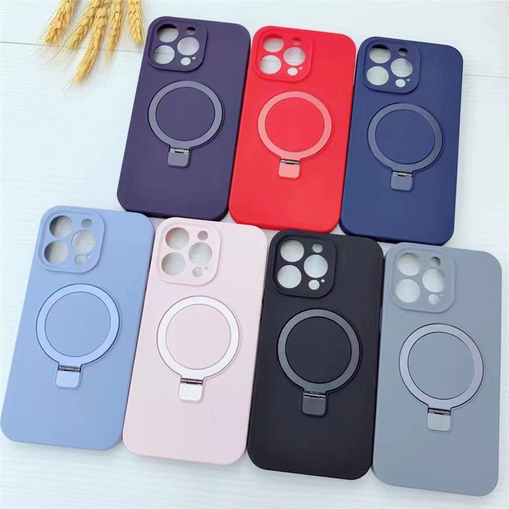 For iPhone 14 Pro Liquid Silicone Case Compatible with MagSafe Kickstand Phone Cover