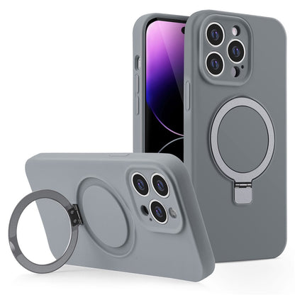 For iPhone 14 Pro Liquid Silicone Case Compatible with MagSafe Kickstand Phone Cover