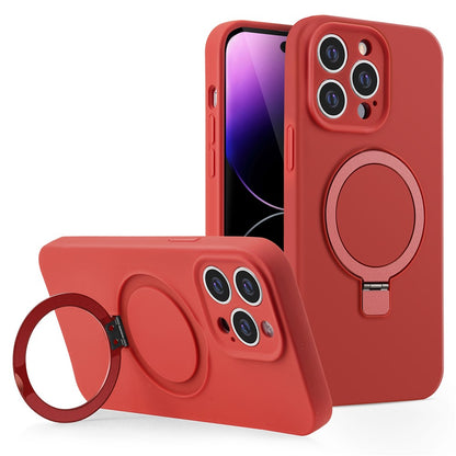 For iPhone 14 Pro Liquid Silicone Case Compatible with MagSafe Kickstand Phone Cover