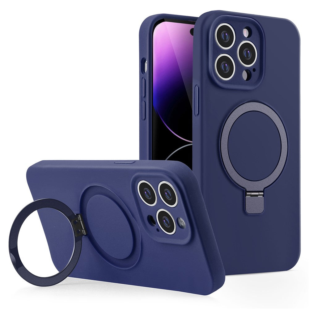 For iPhone 14 Pro Liquid Silicone Case Compatible with MagSafe Kickstand Phone Cover