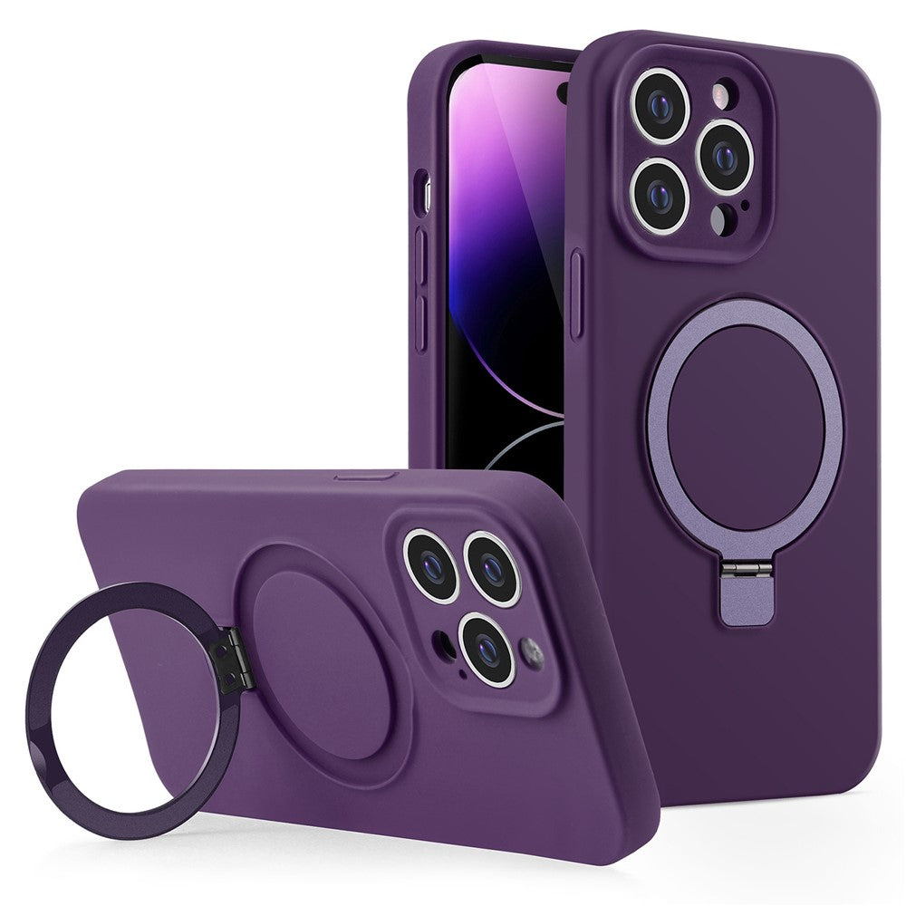 For iPhone 14 Pro Liquid Silicone Case Compatible with MagSafe Kickstand Phone Cover