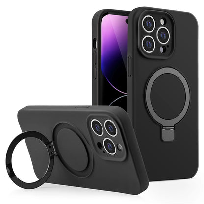 For iPhone 14 Pro Liquid Silicone Case Compatible with MagSafe Kickstand Phone Cover