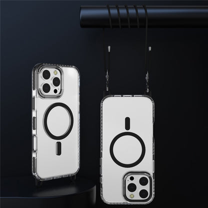 For iPhone 14 Pro Magnetic Phone Case Compatible with MagSafe PC+TPU Cover with Lanyard Hole