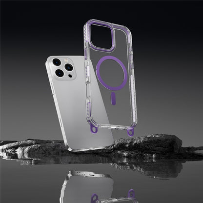 For iPhone 14 Pro Magnetic Phone Case Compatible with MagSafe PC+TPU Cover with Lanyard Hole