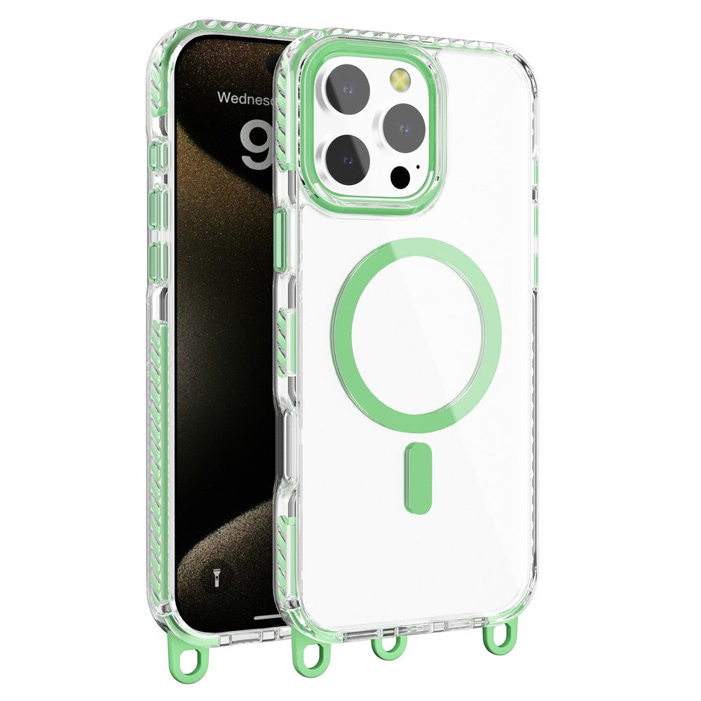 For iPhone 14 Pro Magnetic Phone Case Compatible with MagSafe PC+TPU Cover with Lanyard Hole