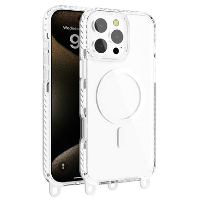 For iPhone 14 Pro Magnetic Phone Case Compatible with MagSafe PC+TPU Cover with Lanyard Hole