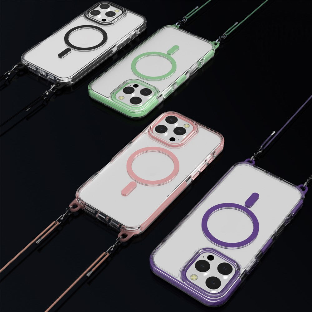 For iPhone 14 Pro Case Compatible with MagSafe PC+TPU Cover with Long Lanyard