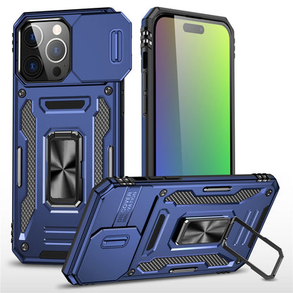 Armor Series For iPhone 16 Pro Max Case PC+TPU Kickstand Phone Cover with Slide Lens Lid