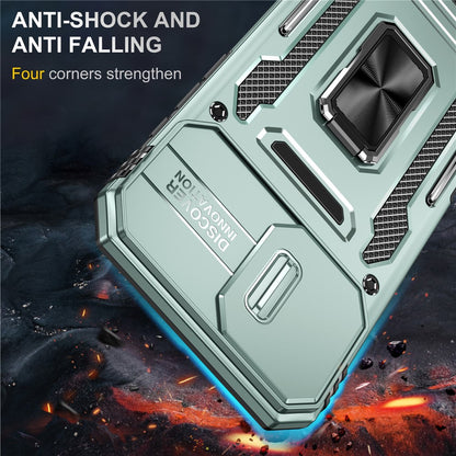 Armor Series For iPhone 16 Case Kickstand Slide Lens Lid PC+TPU Drop-Proof Phone Cover