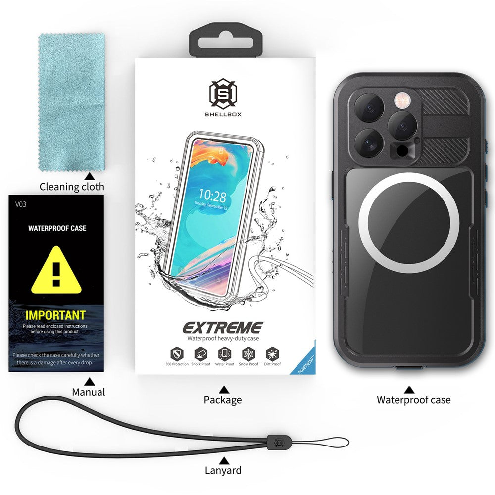 SHELLBOX For iPhone 16 Pro IP68 Waterproof Case Compatible with MagSafe Clear Phone Cover