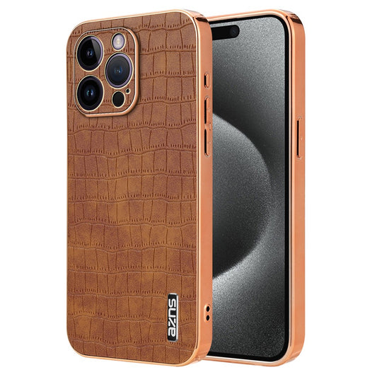 AZNS For iPhone 16 Pro Max Case Electroplating Crocodile Texture PU+TPU Phone Cover