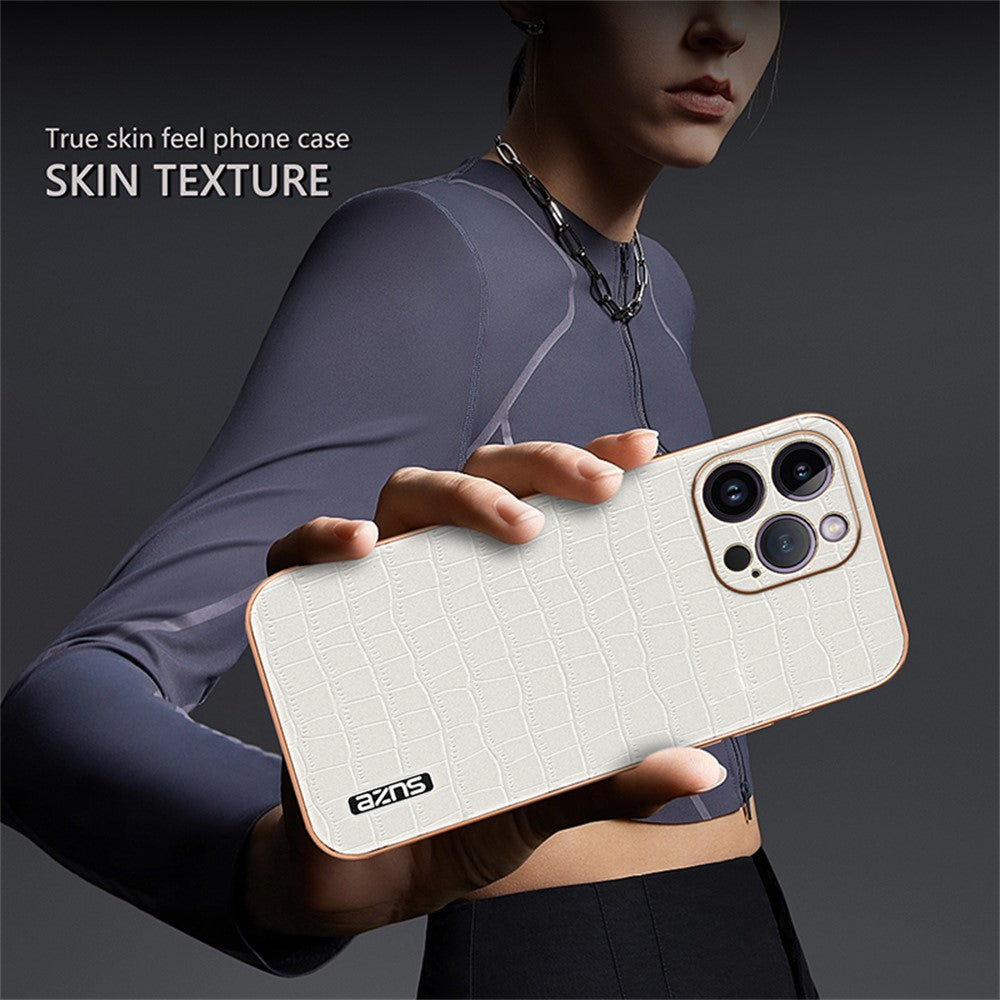 AZNS For iPhone 16 Pro Max Case Electroplating Crocodile Texture PU+TPU Phone Cover