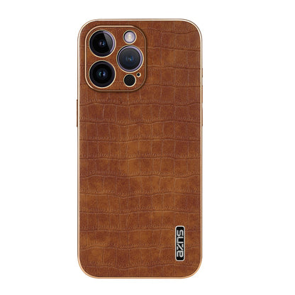 AZNS For iPhone 16 Pro Max Case Electroplating Crocodile Texture PU+TPU Phone Cover