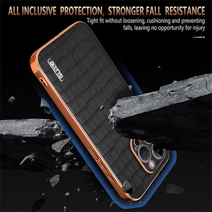 AZNS For iPhone 16 Pro Max Case Electroplating Crocodile Texture PU+TPU Phone Cover