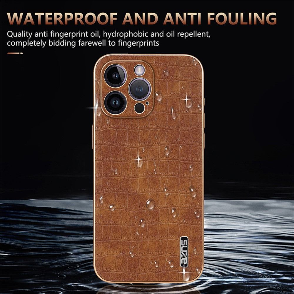 AZNS For iPhone 16 Pro Max Case Electroplating Crocodile Texture PU+TPU Phone Cover