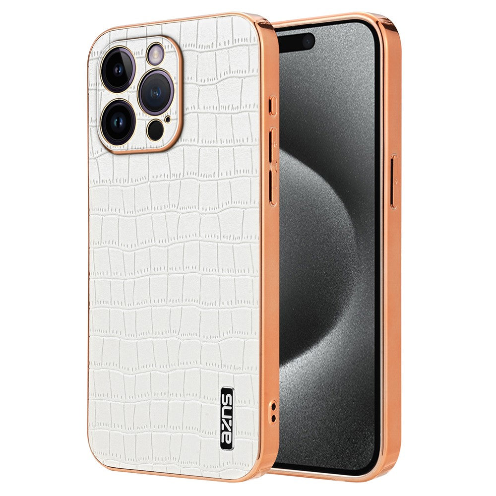 AZNS For iPhone 16 Pro Max Case Electroplating Crocodile Texture PU+TPU Phone Cover