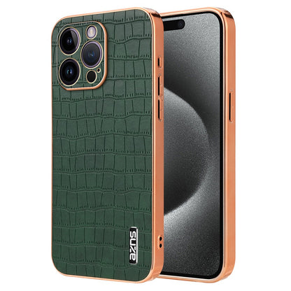 AZNS For iPhone 16 Pro Max Case Electroplating Crocodile Texture PU+TPU Phone Cover