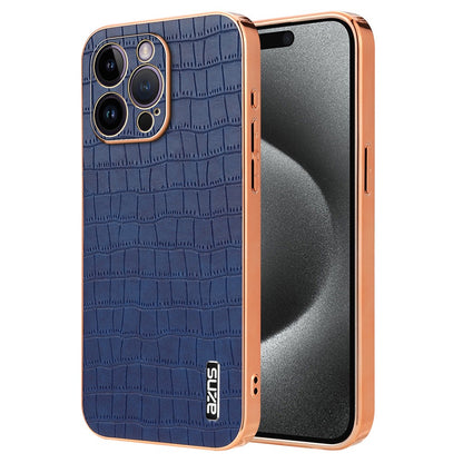 AZNS For iPhone 16 Pro Max Case Electroplating Crocodile Texture PU+TPU Phone Cover