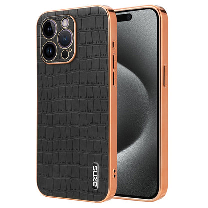 AZNS For iPhone 16 Pro Max Case Electroplating Crocodile Texture PU+TPU Phone Cover