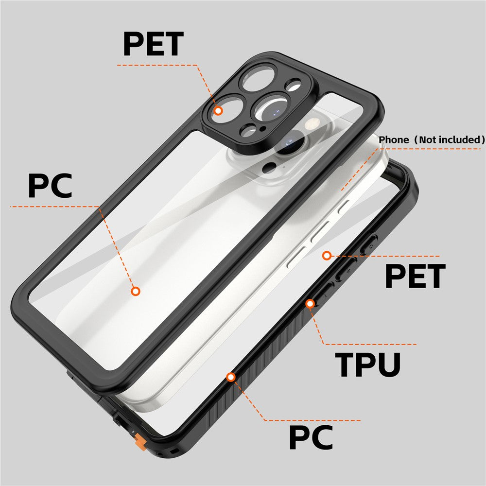 REDPEPPER FS Series For iPhone 16 Pro Phone Case IP68 Waterproof Clear Back Panel Phone Cover