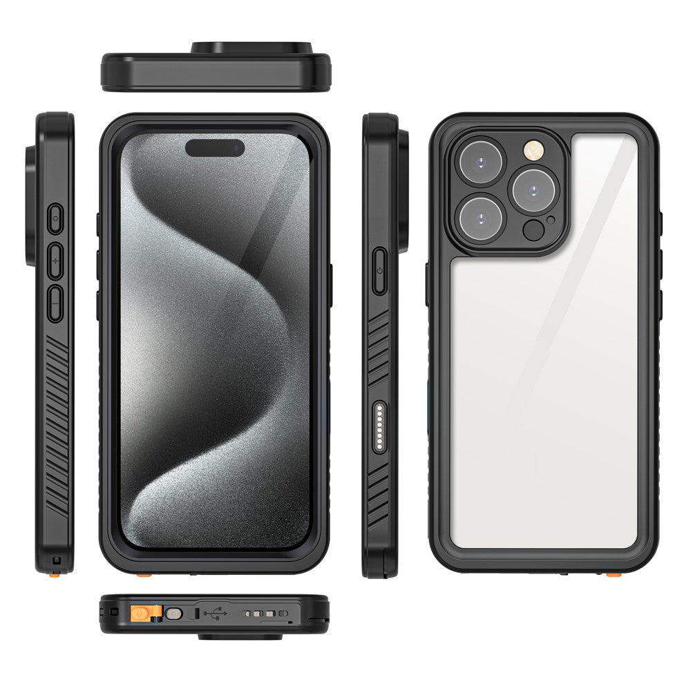 REDPEPPER FS Series For iPhone 16 Pro Phone Case IP68 Waterproof Clear Back Panel Phone Cover