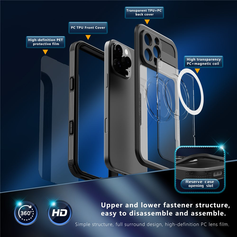 REDPEPPER For iPhone 16 Pro Max Case Compatible with MagSafe IP68 Waterproof Clear Phone Cover