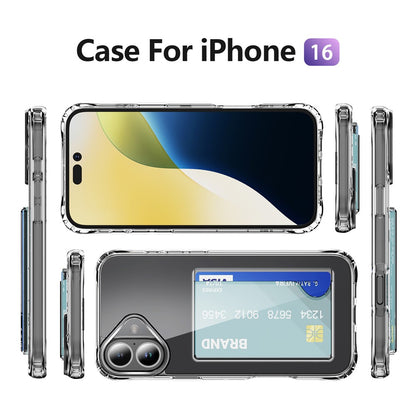 For iPhone 16 Shockproof Case TPU Phone Cover with Card Holder
