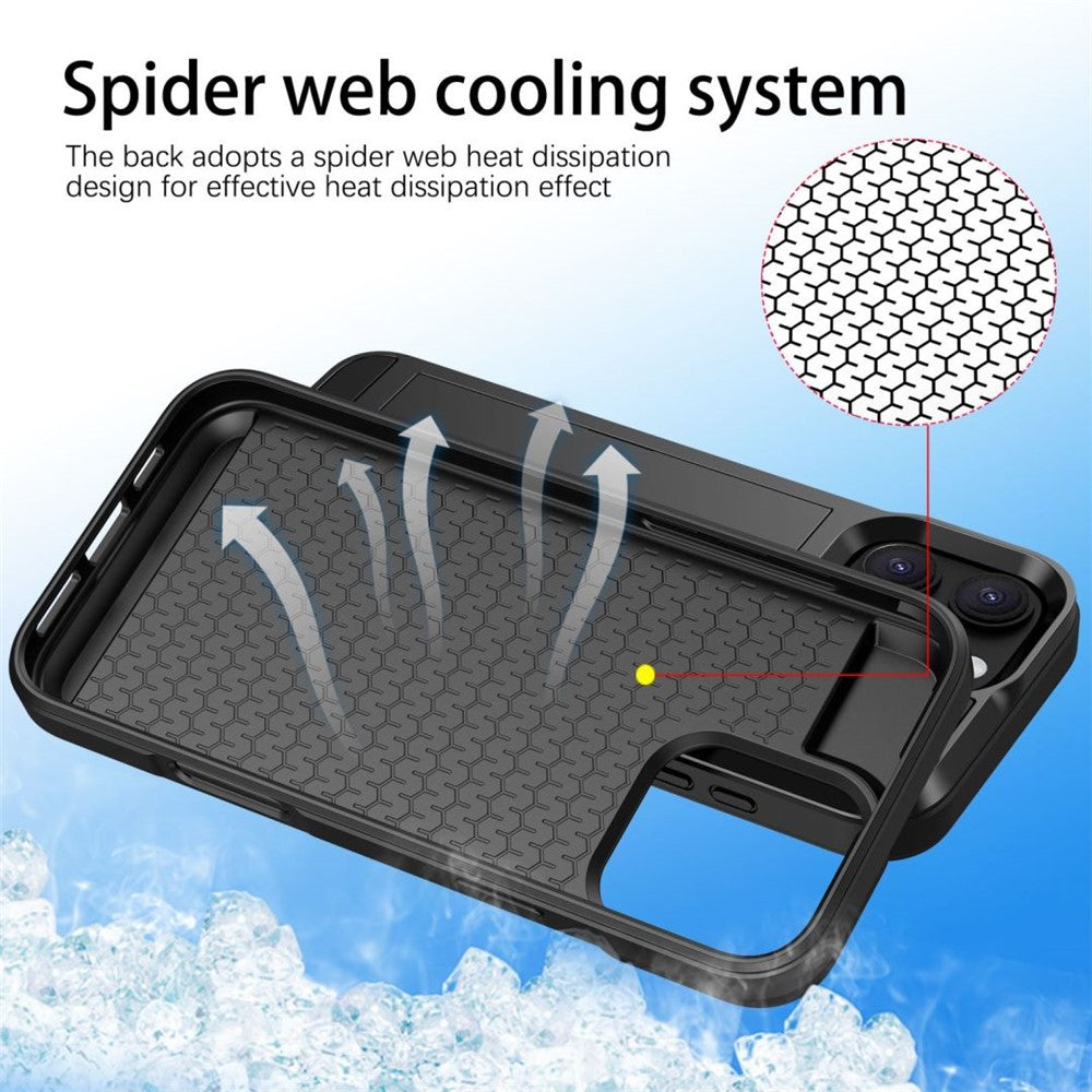 For iPhone 16 Pro Case with Sliding Card Holder PC+TPU Phone Back Cover