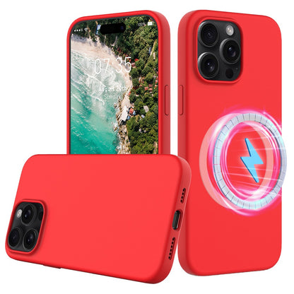 For iPhone 16 Pro Magnetic Case Shockproof Liquid Silicone Phone Cover
