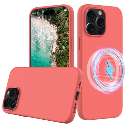 For iPhone 16 Pro Max Magnetic Case Protective Liquid Silicone Phone Cover