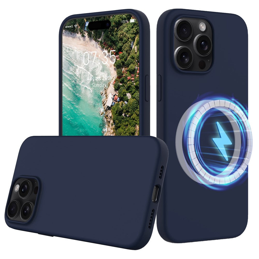 For iPhone 16 Pro Max Magnetic Case Protective Liquid Silicone Phone Cover