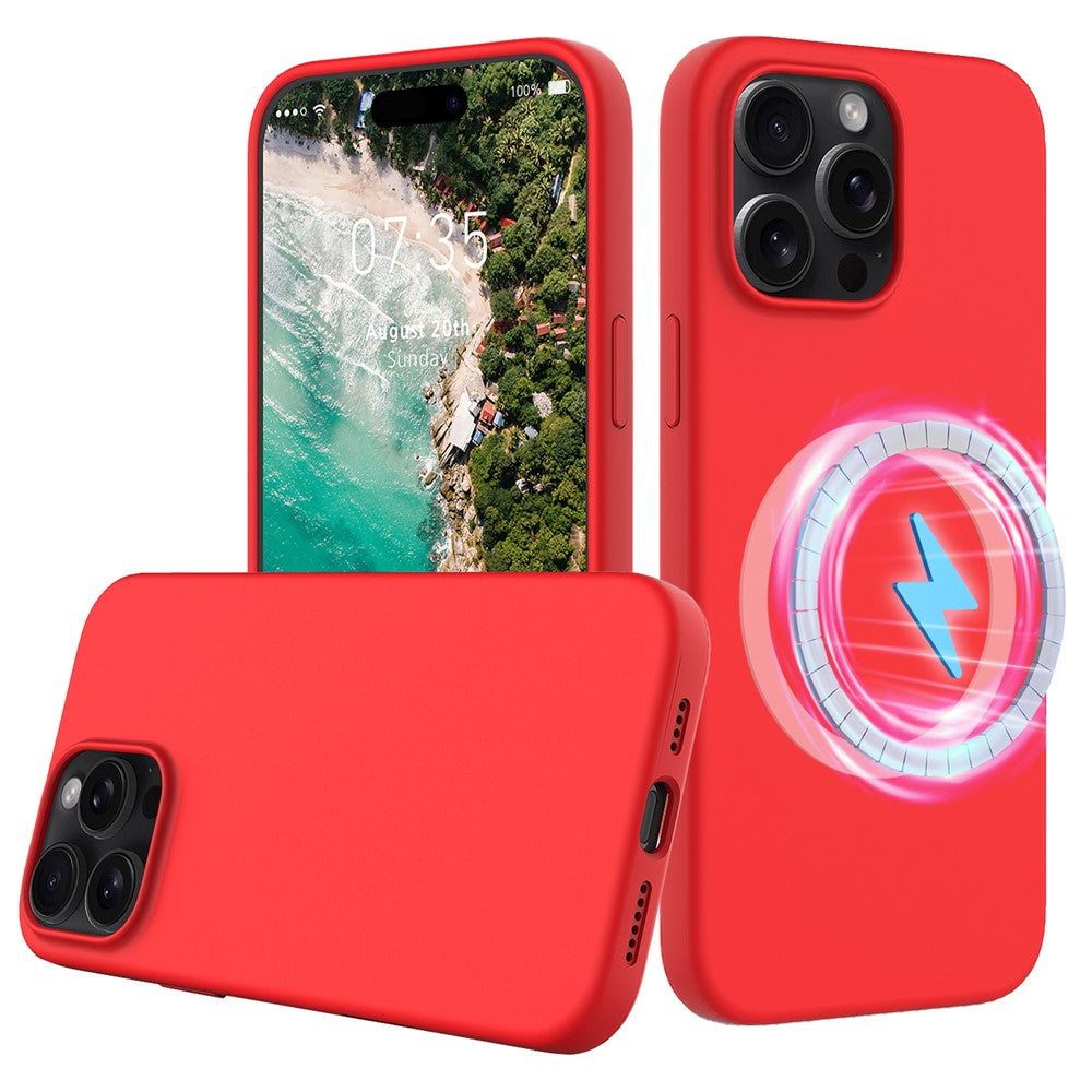 For iPhone 16 Pro Max Magnetic Case Protective Liquid Silicone Phone Cover