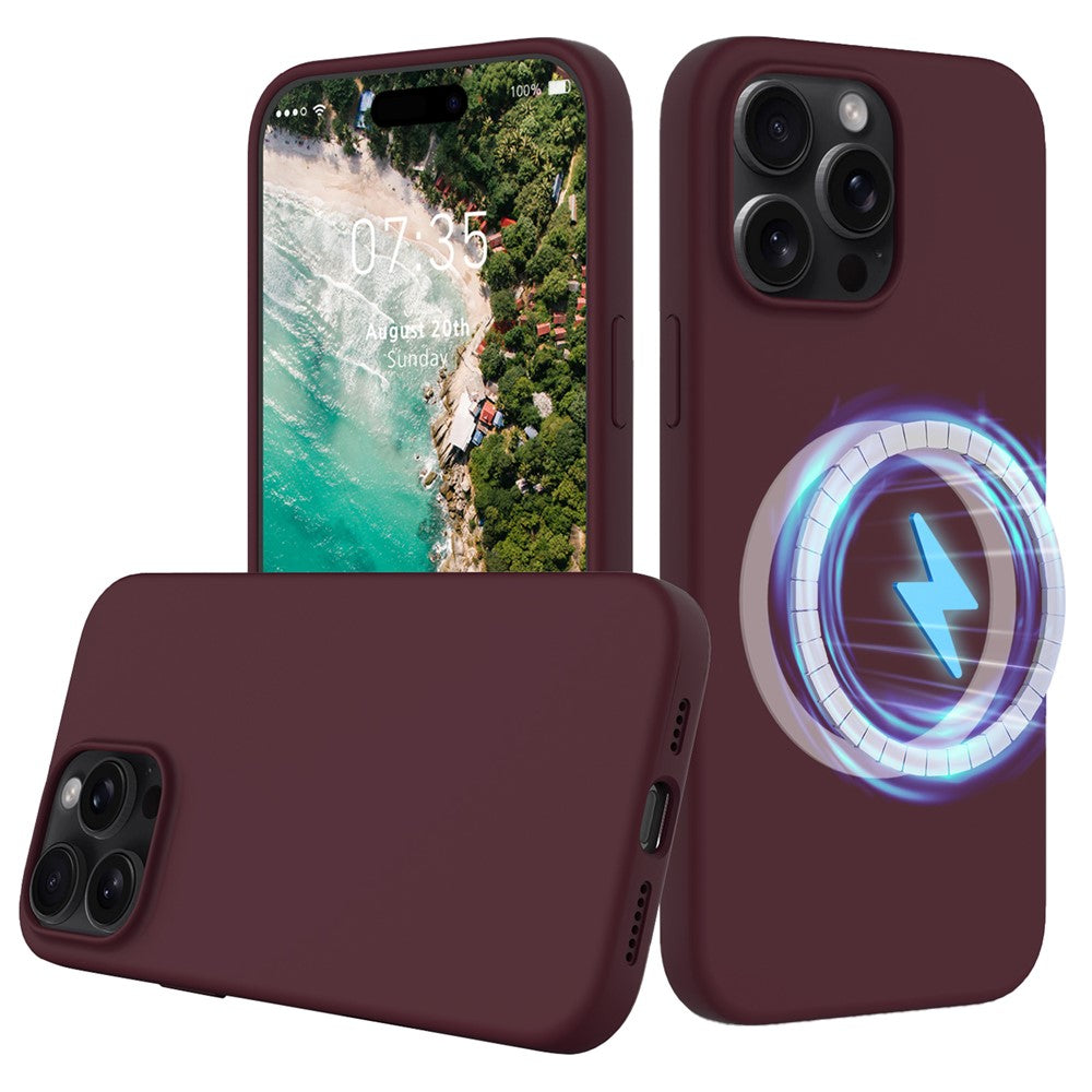 For iPhone 16 Pro Max Magnetic Case Protective Liquid Silicone Phone Cover
