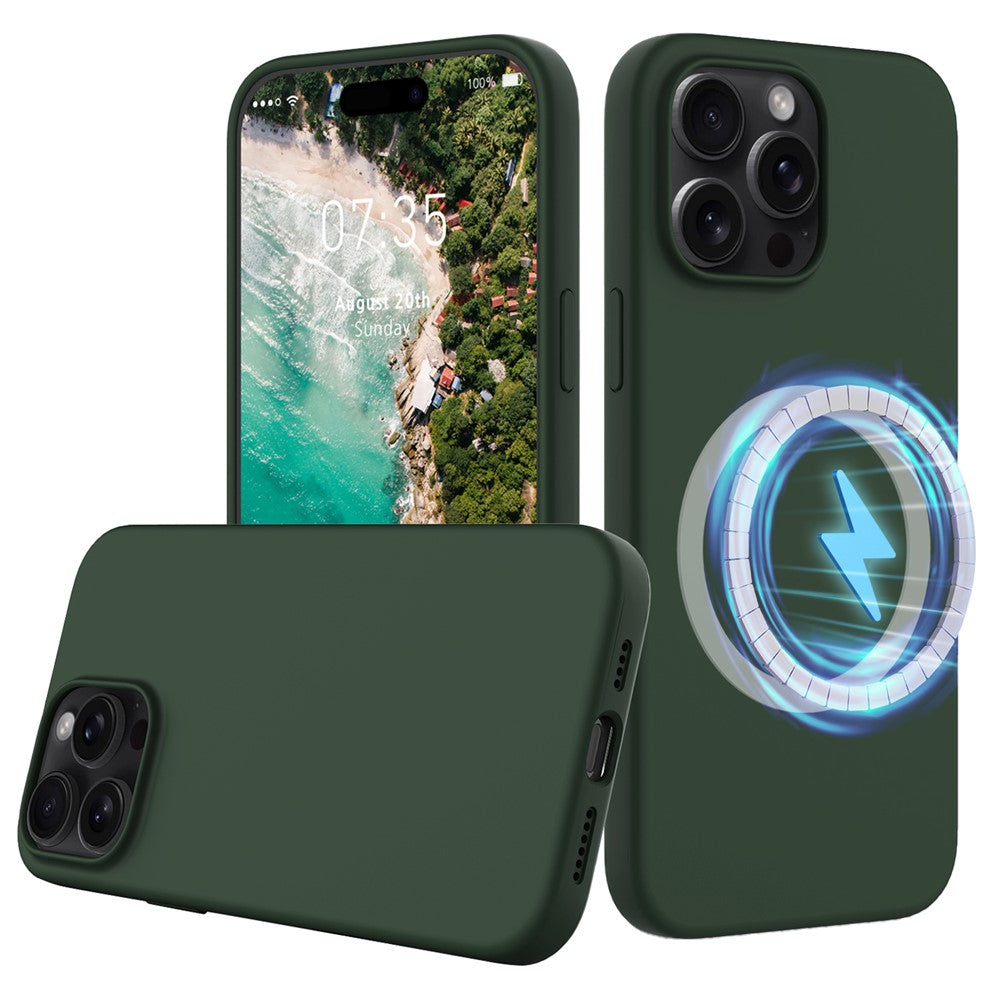 For iPhone 16 Pro Max Magnetic Case Protective Liquid Silicone Phone Cover