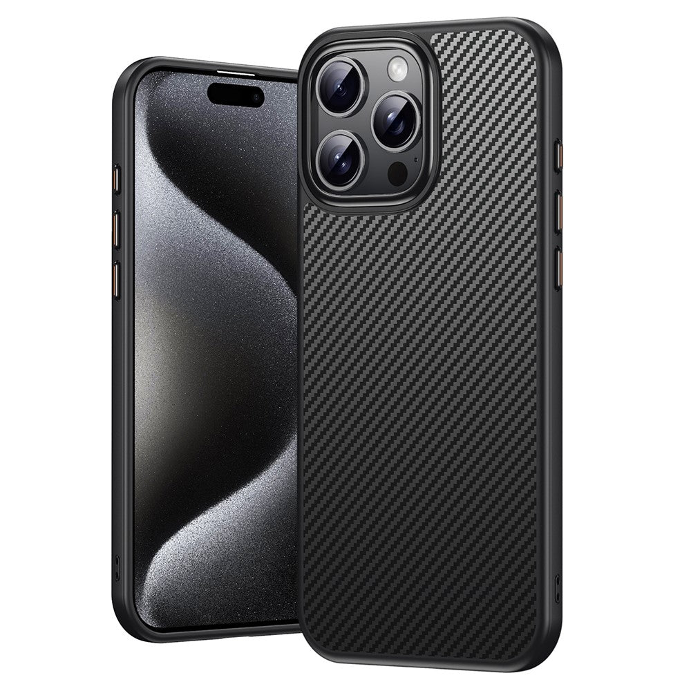 For iPhone 16 Pro Max Magnetic Case Compatible with MagSafe Carbon Fiber Texture PC + TPU Cover