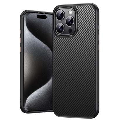 For iPhone 16 Pro Max Magnetic Case Compatible with MagSafe Carbon Fiber Texture PC + TPU Cover