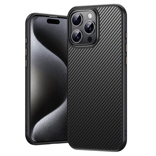 For iPhone 16 Pro Max Magnetic Case Compatible with MagSafe Carbon Fiber Texture PC + TPU Cover