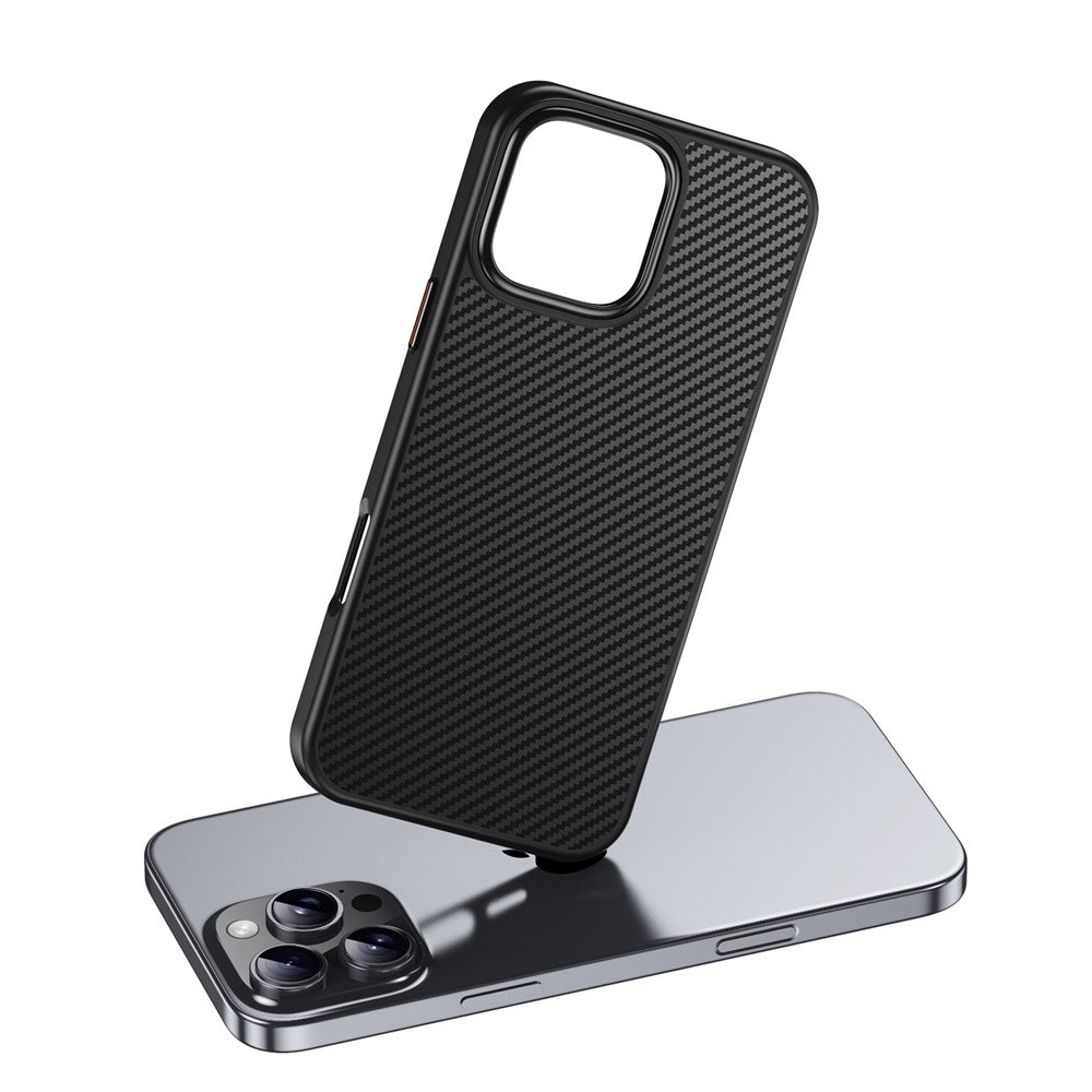 For iPhone 16 Pro Max Magnetic Case Compatible with MagSafe Carbon Fiber Texture PC + TPU Cover